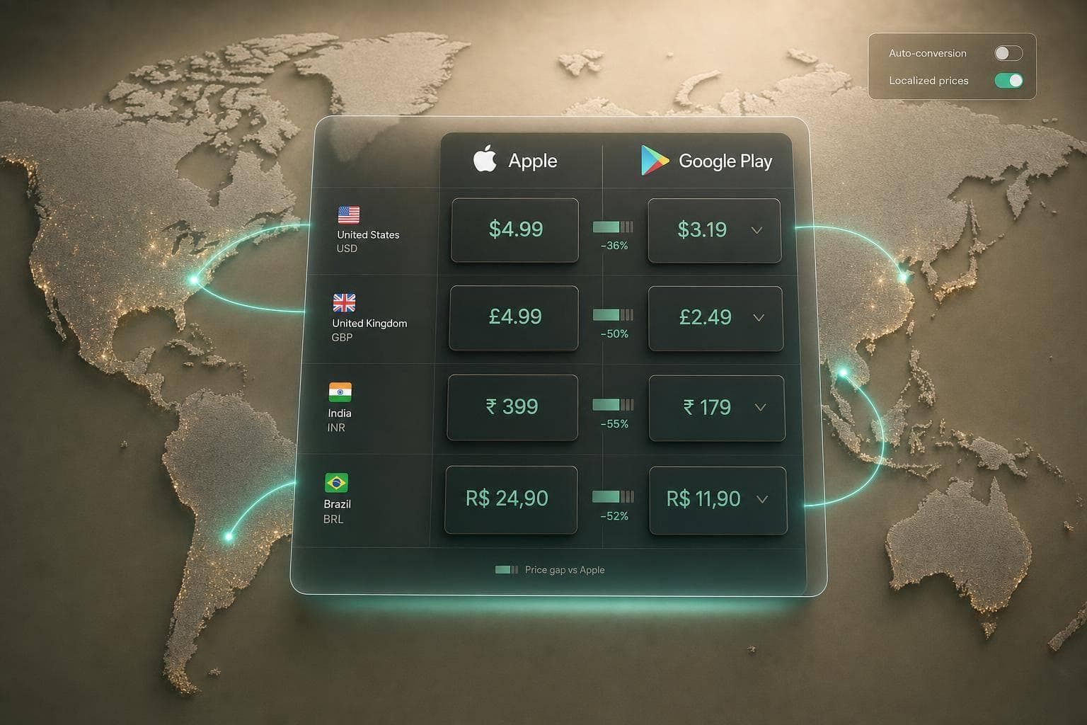 Google Play vs Apple: Price Tier Differences