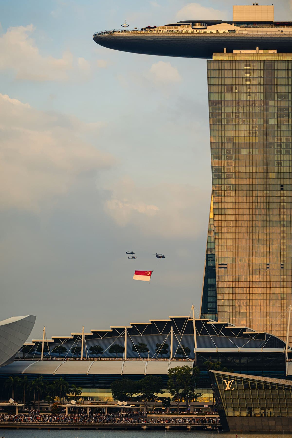 Modern high-income city skyline at dusk