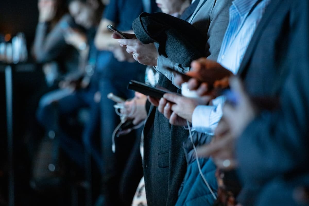 People around the world using smartphones