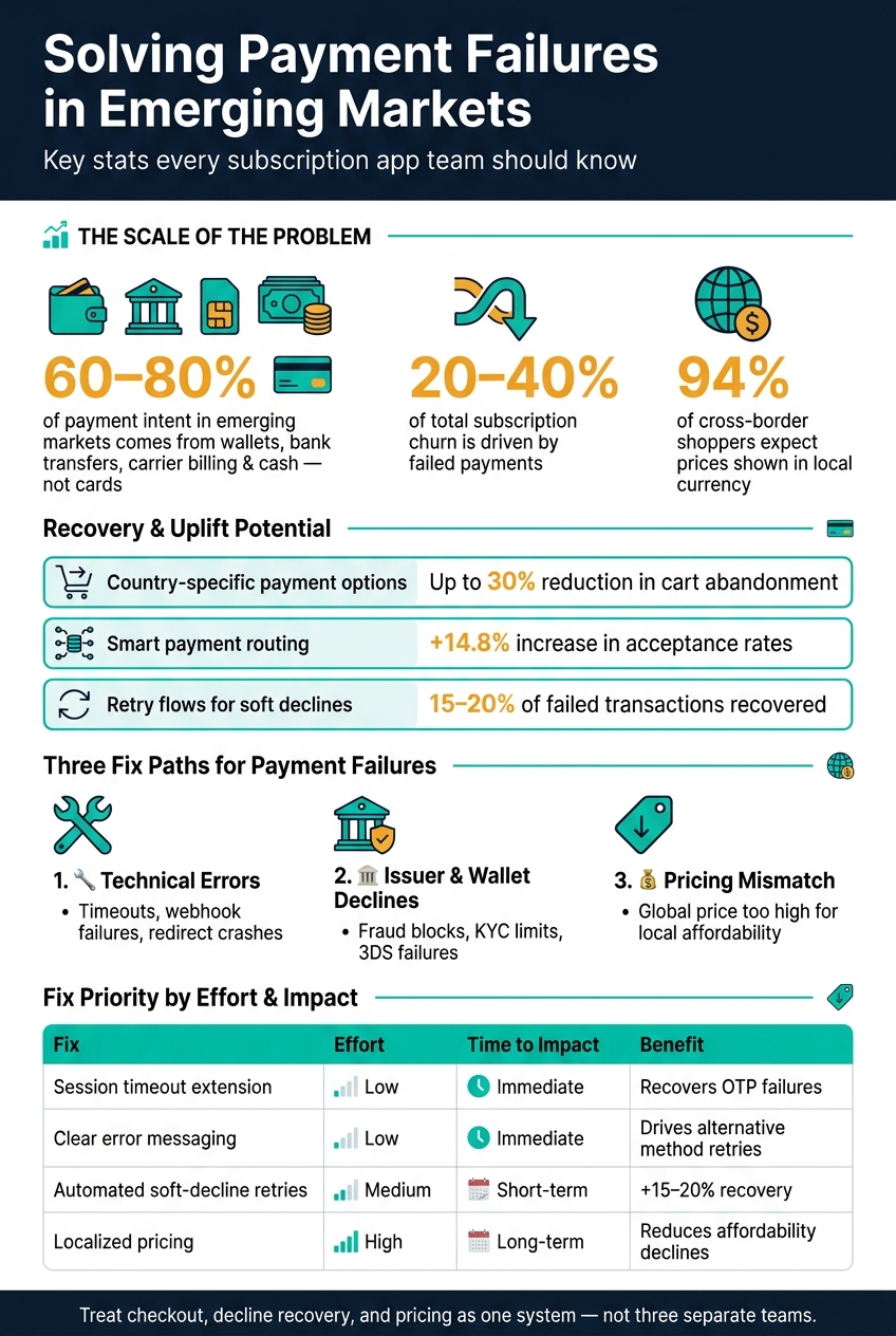 Payment Failures in Emerging Markets: Key Stats & Fix Impact