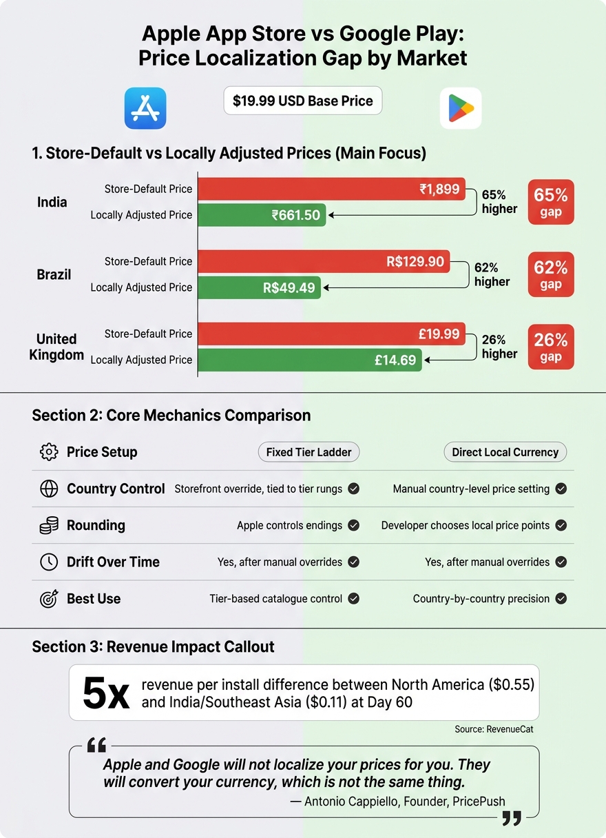 Apple App Store vs Google Play: Price Localization Gap by Market