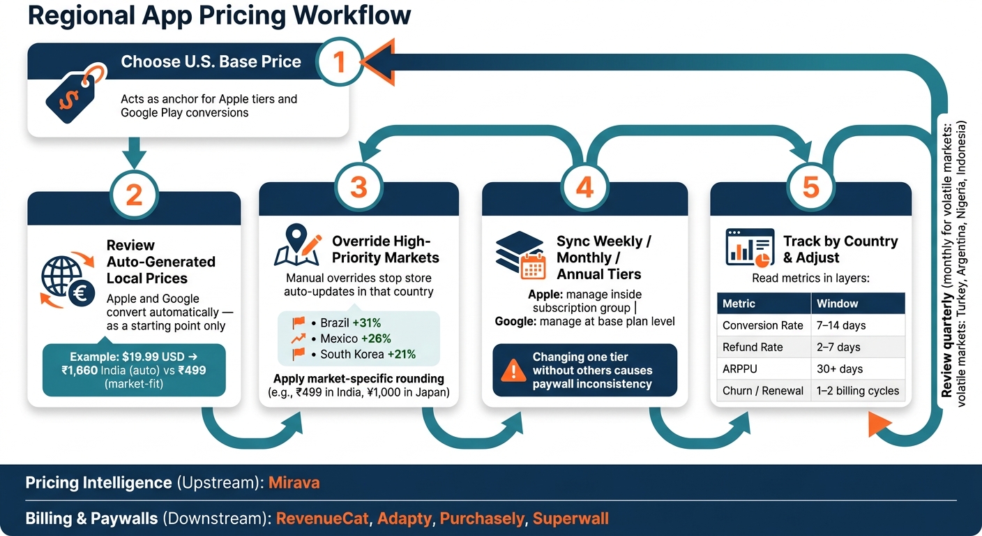 Regional App Pricing Workflow: Set, Override, Monitor & Adjust