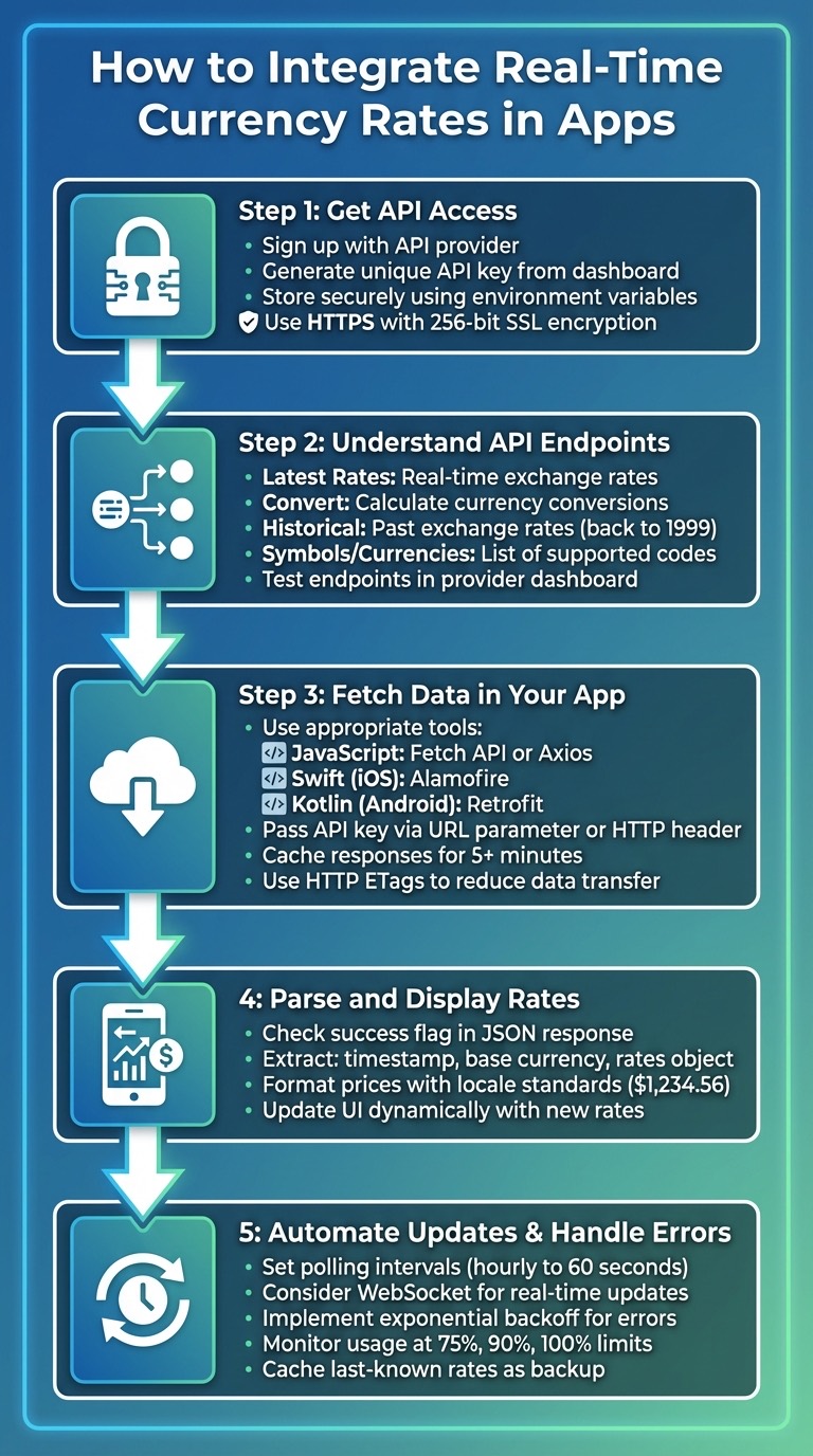 5-Step Process to Integrate Real-Time Currency Rates in Apps