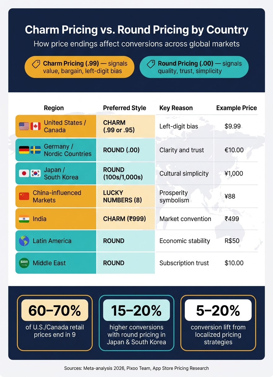 Charm vs. Round Pricing by Country: Global Pricing Psychology Map
